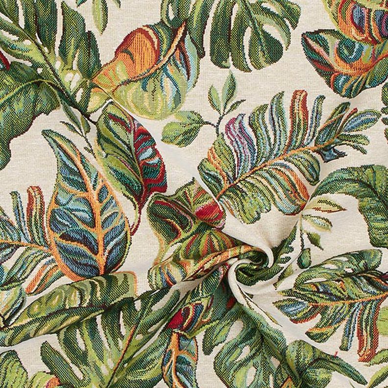 Jacquard gobelin Monstera palmen – groen/rood,  image number 3