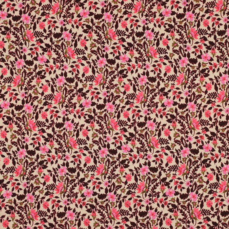 French Terry sommersweat kleine bloemen Digitaal printen – cashew/intens roze,  image number 1