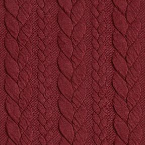 Jerseyjacquard cloqué kabelsteekpatroon – bordeauxrood, 