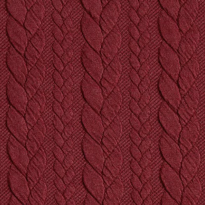 Jerseyjacquard cloqué kabelsteekpatroon – bordeauxrood,  image number 1