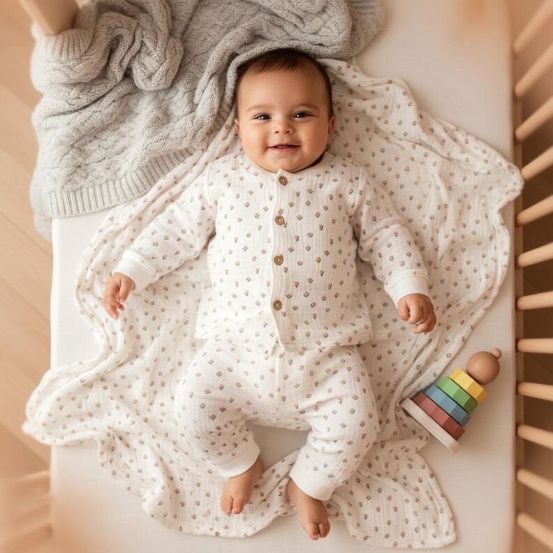 Mousseline/dubbel gehaakte stoffen Mini tulpen Digitaal printen &ndash; wit,  image number 5