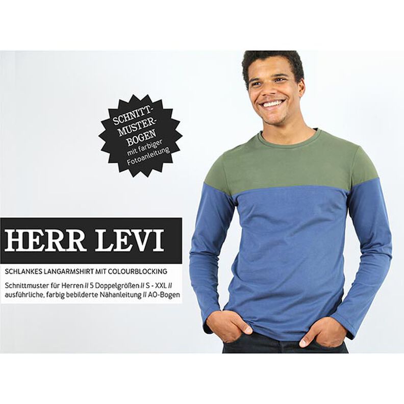 MENEER LEVI Shirt met lange mouwen en colourblocking | Studio Schnittreif | S-XXL,  image number 1