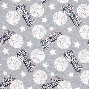 French Terry sommersweat Honkbal – zilver/wit, 