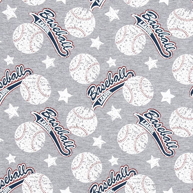 French Terry sommersweat Honkbal – zilver/wit,  image number 1