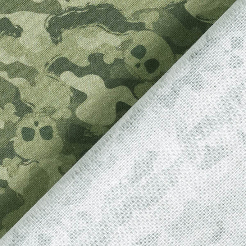 Biologisch katoenpopeline Camoufleer doodskoppen – pistache,  image number 4