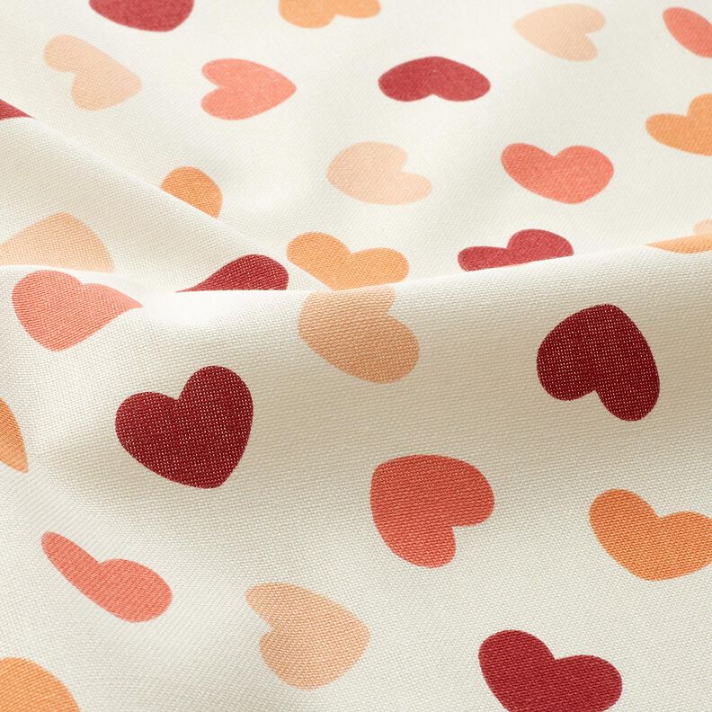 Decostof Half panama verdeelde harten – creme/donkerrood, image number 2