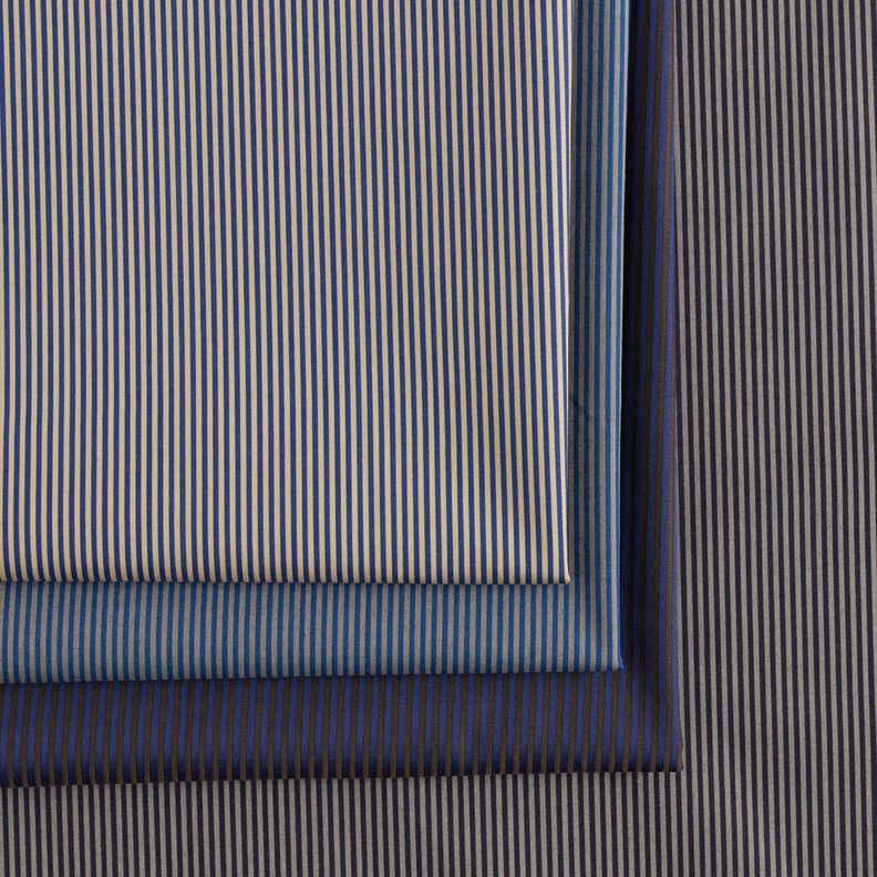 Overhemdenstof verticale strepen – marineblauw/beige, image number 5
