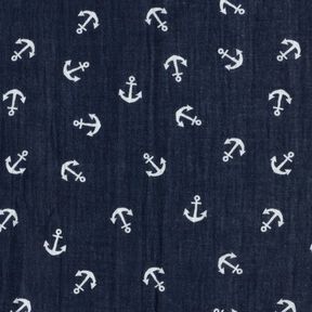 Mousseline/dubbel gehaakte stoffen Anker – marineblauw/wit, 