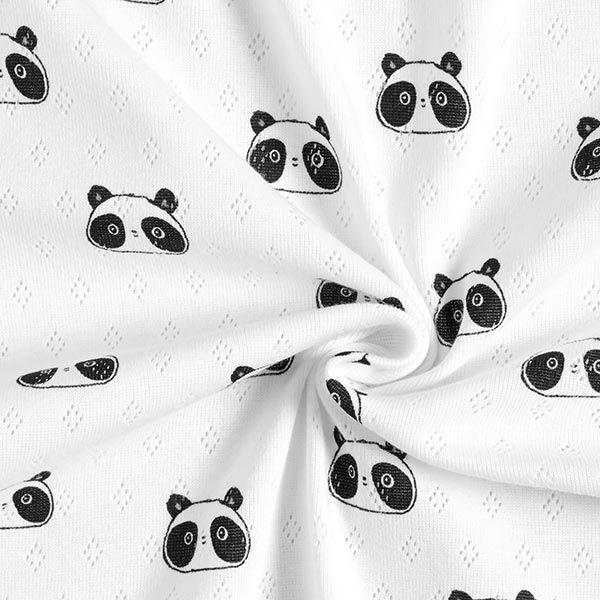 Fijngebreide jersey met gaatjesmotief Panda's | by Poppy – wit, image number 3