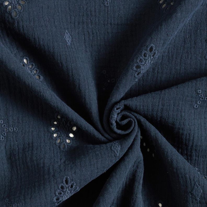 Mousseline/dubbel gehaakte stoffen Los borduursel Ruit – marineblauw,  image number 3