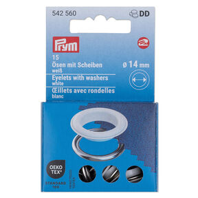 Oogjes met sluitringen [15 stuks | Ø 14 mm] | Prym – wit/zilver metallic, 