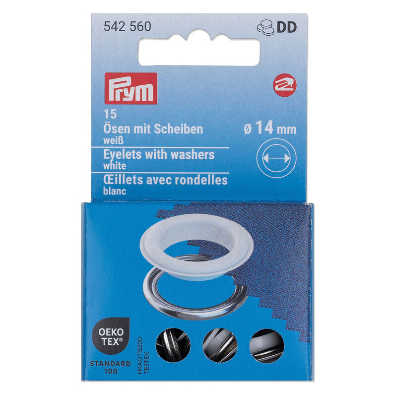 Oogjes met sluitringen [15 stuks | Ø 14 mm] | Prym – wit/zilver metallic,  image number 1