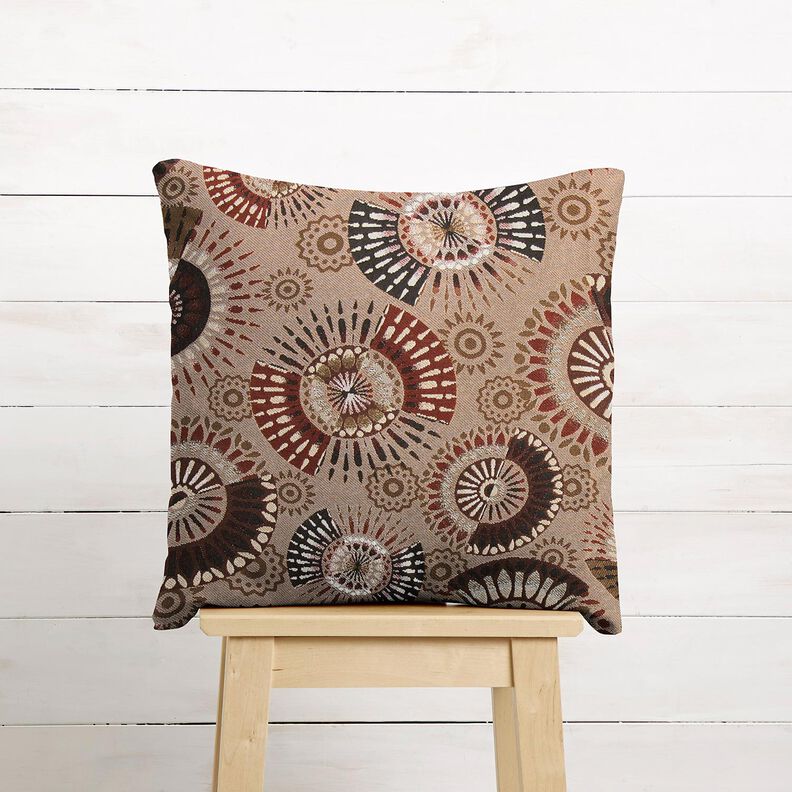 Decostof Jacquard elegante mandala – donkertaupe/roodbruin,  image number 6