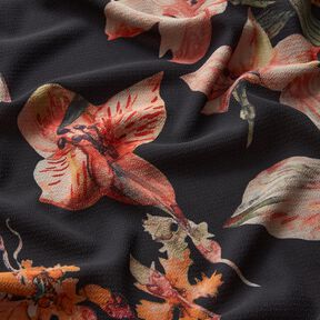 Crêpe chiffon bloemenschilderij – zwart, 