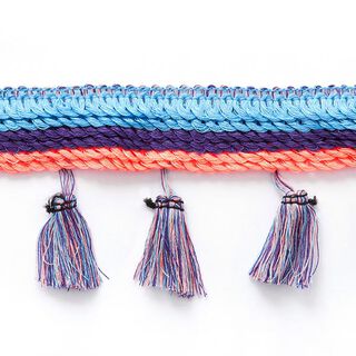 Kwastenband [ 30 mm ] – neon oranje/turkooisblauw, 