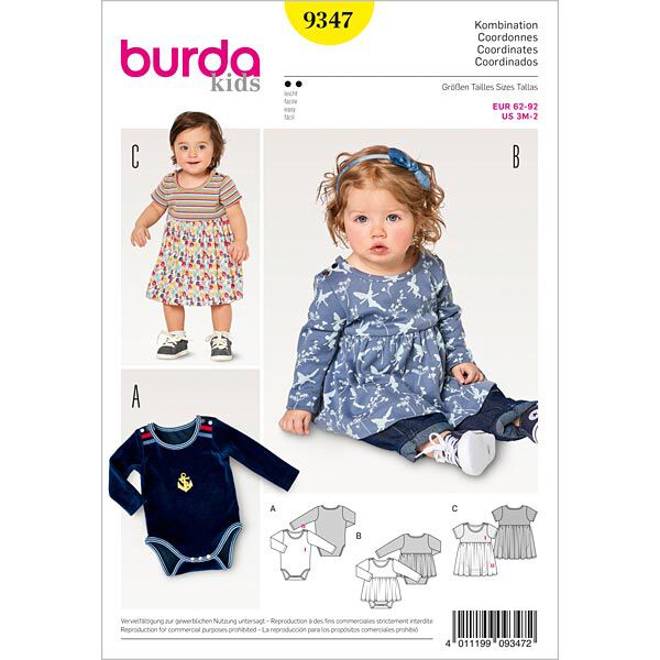 Babyjurk | Romper, Burda 9347 | 62 - 92,  image number 1