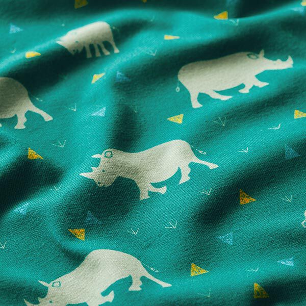 GOTS Katoenjersey Neushoorn | Tula Kids – petroleum, image number 2