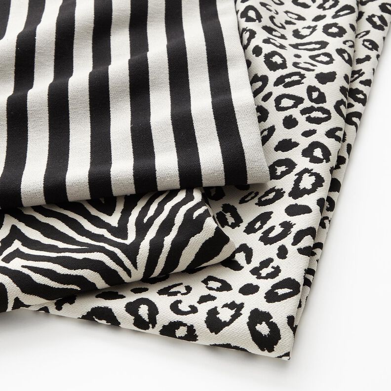 Decostof Jacquard brede strepen – ivoor/zwart,  image number 5