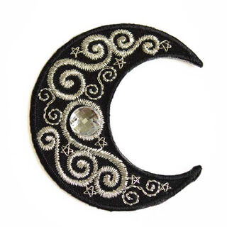Applicatie  Maan [ 5 x 4,5 cm ] – zwart/zilver, 
