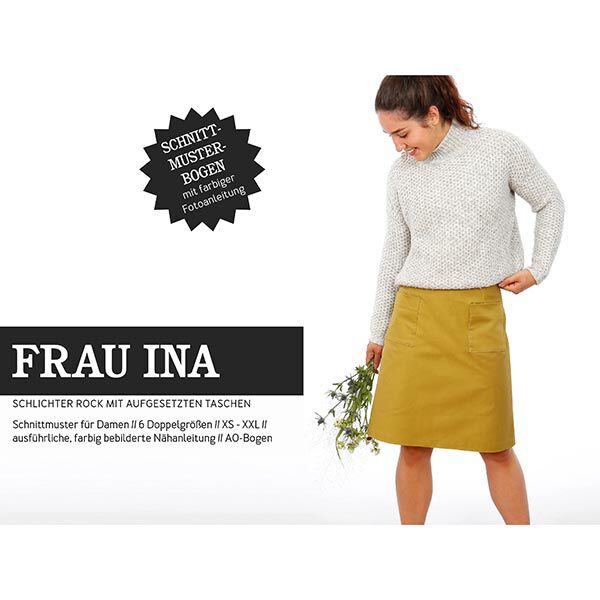 FRAU INA - eenvoudige rok met opgestikte zakken, Studio Schnittreif  | XS -  XXL,  image number 1