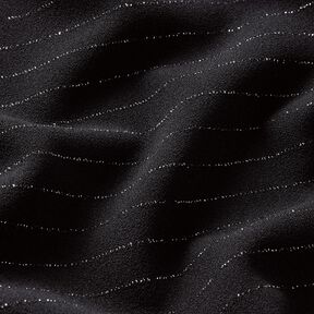 Broekstof stretch glitter krijtstreep – zwart/zilver metallic, 