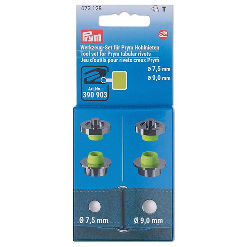 Gereedschapsset holle klinknagels [4 stuks | Ø 7,5+9 mm]| Prym – zilver metalen/lichtgroen,  image number 1