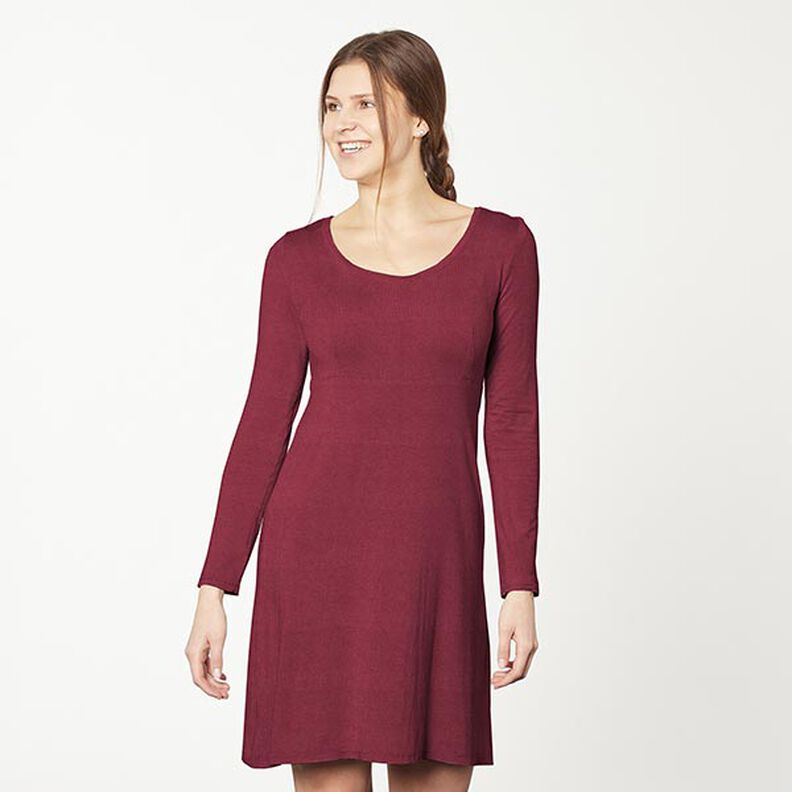 Bamboe Viscosejersey Effen – bordeauxrood,  image number 7