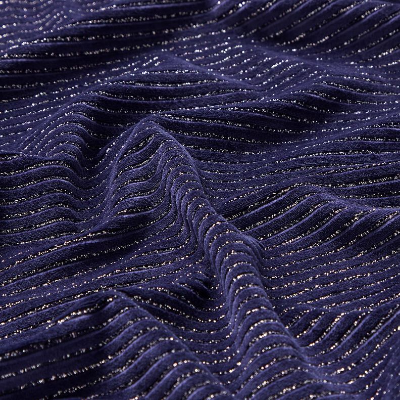Nicky stof Glitterstrepen – marineblauw/zilver metallic, image number 2