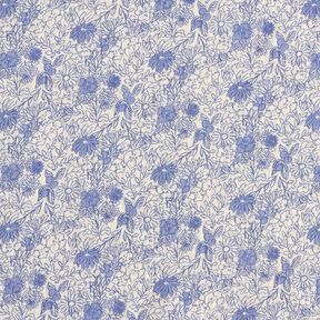 Mousseline/dubbel gehaakte stoffen blauwe bloemen – wit/stralend blauw, 