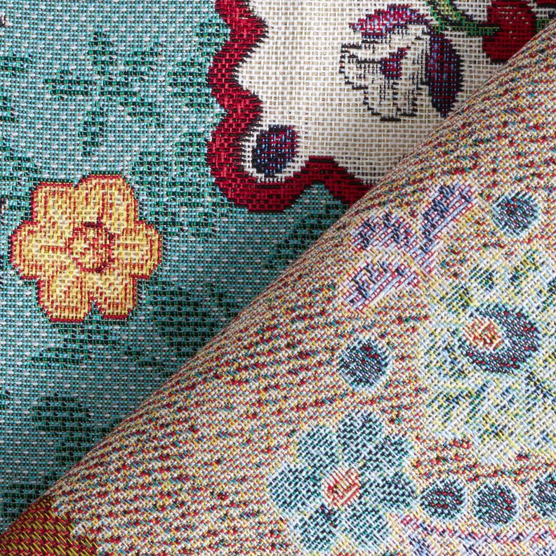 Decostof Gobelin Jeanspatchwork – lichtbeige/jeansblauw, image number 4