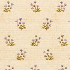 Decostof Katoenkeper Bloemen en schrift – beige, 