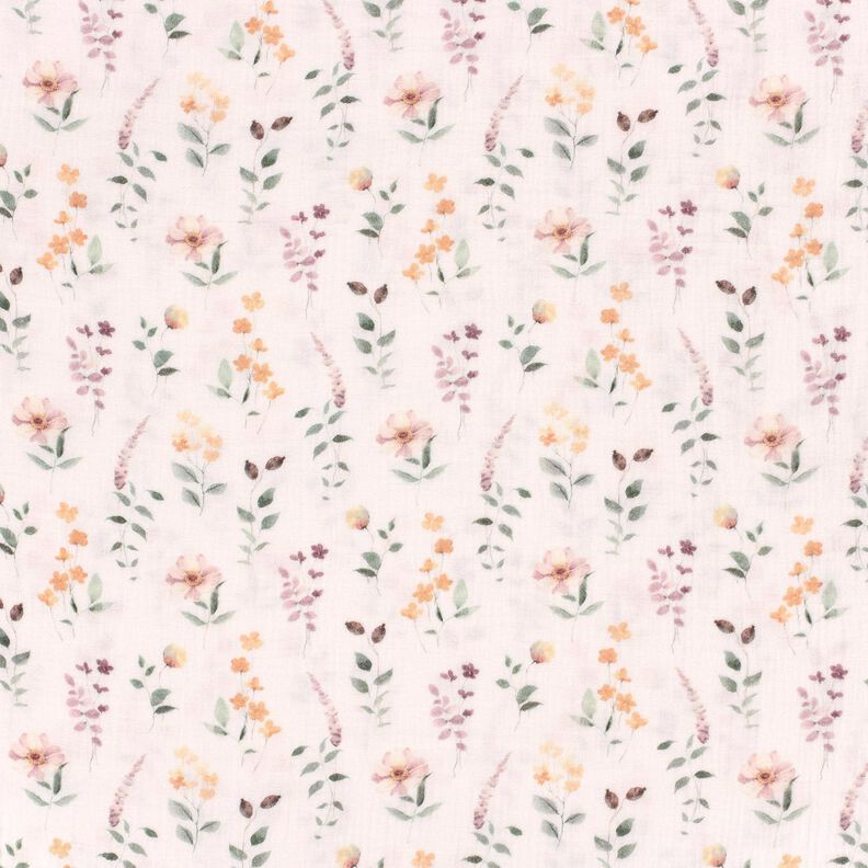 Mousseline/dubbel gehaakte stoffen wilde weide Digitaal printen – wit,  image number 1