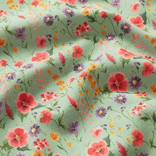GOTS Katoenjersey Bloemenweide Digitaal printen – pastelgroen, 