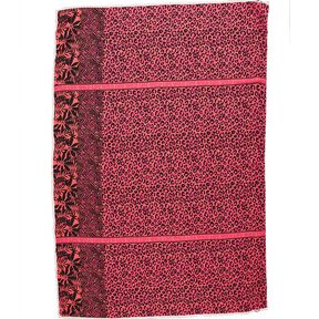 Viscose Voile Leeuw en bloemenrandontwerp Panel – pink/oranje, 