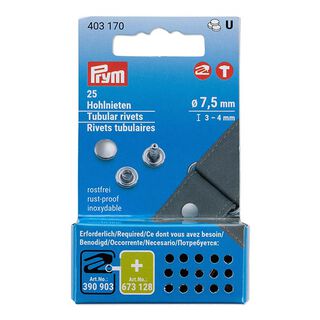 Holle klinknagels 3-4 mm klembereik [25 stuks | Ø 7,5 mm] | Prym – zilver, 