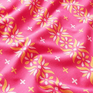 GOTS Breijacquard EVERMORE Flourish | Hamburger Liebe - Albstoffe – pink/geel, 