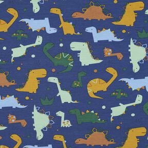 Sommersweat Dino's | Poppy Fabrics – indigo/lichtblauw, 