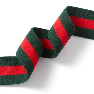 Gestreepte elastiek [40 mm] – donkergroen/rood, 