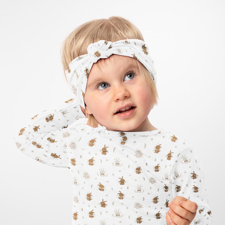 Katoenjersey Schattige haasjes Digitaal printen – ivoor,  image number 5