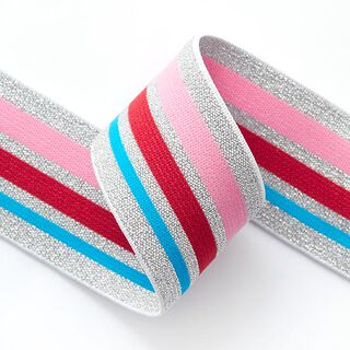 Elastiek Glitter [ 4 cm ] – zilver/roze, 