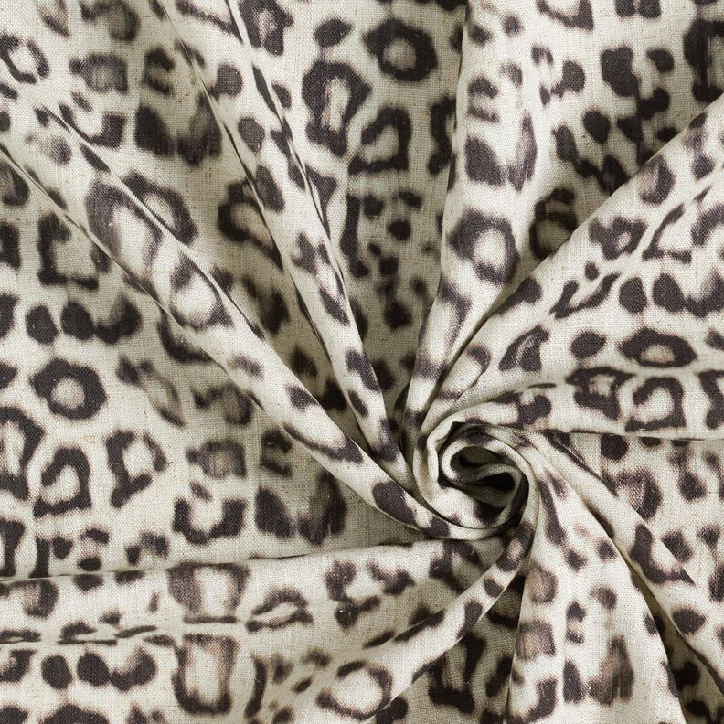 Viscose-linnen-mix Luipaardprint digitale print – amandel/zwart,  image number 3