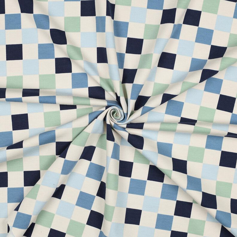 Katoenjersey Ruit| Poppy Fabrics – natuur/blauwgrijs,  image number 3