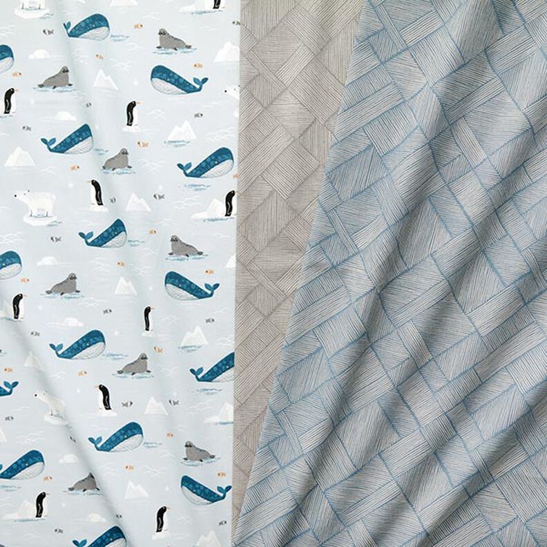 Decostof Half panama Dieren in ijs – babyblauw/wit,  image number 5