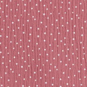 Mousseline/dubbel gehaakte stoffen Stippen – oudroze/wit, 