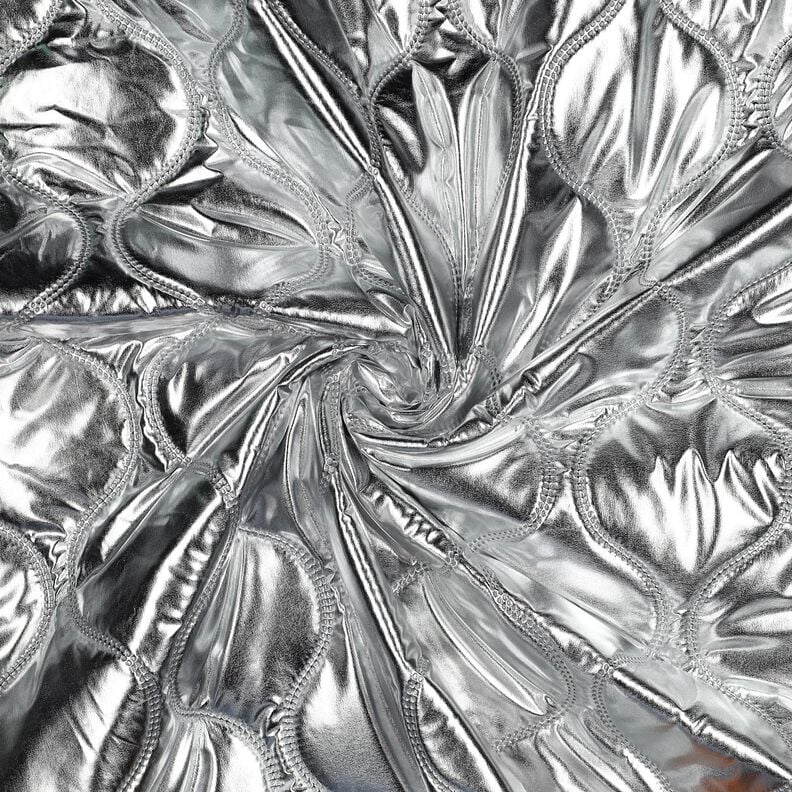 Doorgestikte stof Slingerende lijnen – zilver metallic,  image number 3
