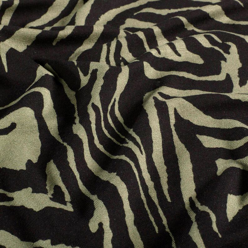 Viscosejersey Zebraprint – licht kaki/zwart, image number 2