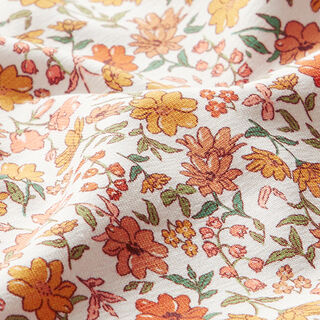 Katoenjersey kleine wilde bloemen – oranje, 