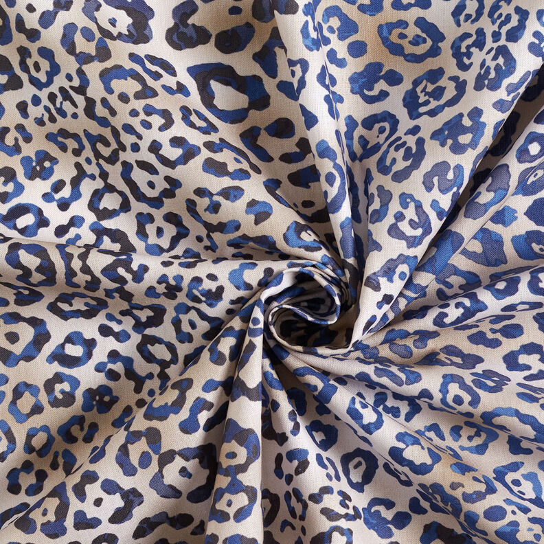 GOTS Katoenpopeline Luipaardpatroon | TCC x LOOKS by Wolfgang Joop – indigo/licht taupe,  image number 5