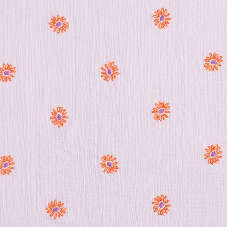 Mousseline/dubbel gehaakte stoffen opgestikte grote bloemen | Poppy Fabrics – pastelviolet/perzik,  image number 1