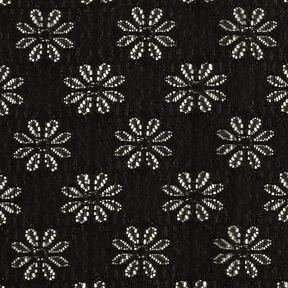 Stretch kant bloemen – zwart, 